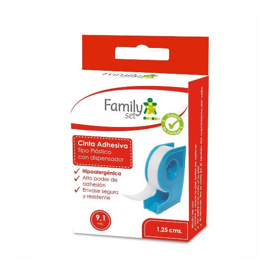 Cinta Adhesiva Tipo Plástico Con Dispensador 9,1 m x 1,25 cm (Family set) Family Set